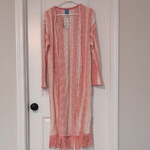 Ocean Pacific Sunwear Coral and White Knit Sweater NWT Long